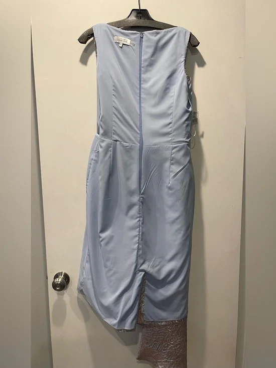 Rickie Freeman for Teri Jon Silver Metallic Brocade Cocktail Dress Size 12 EUC - Picture 9 of 9